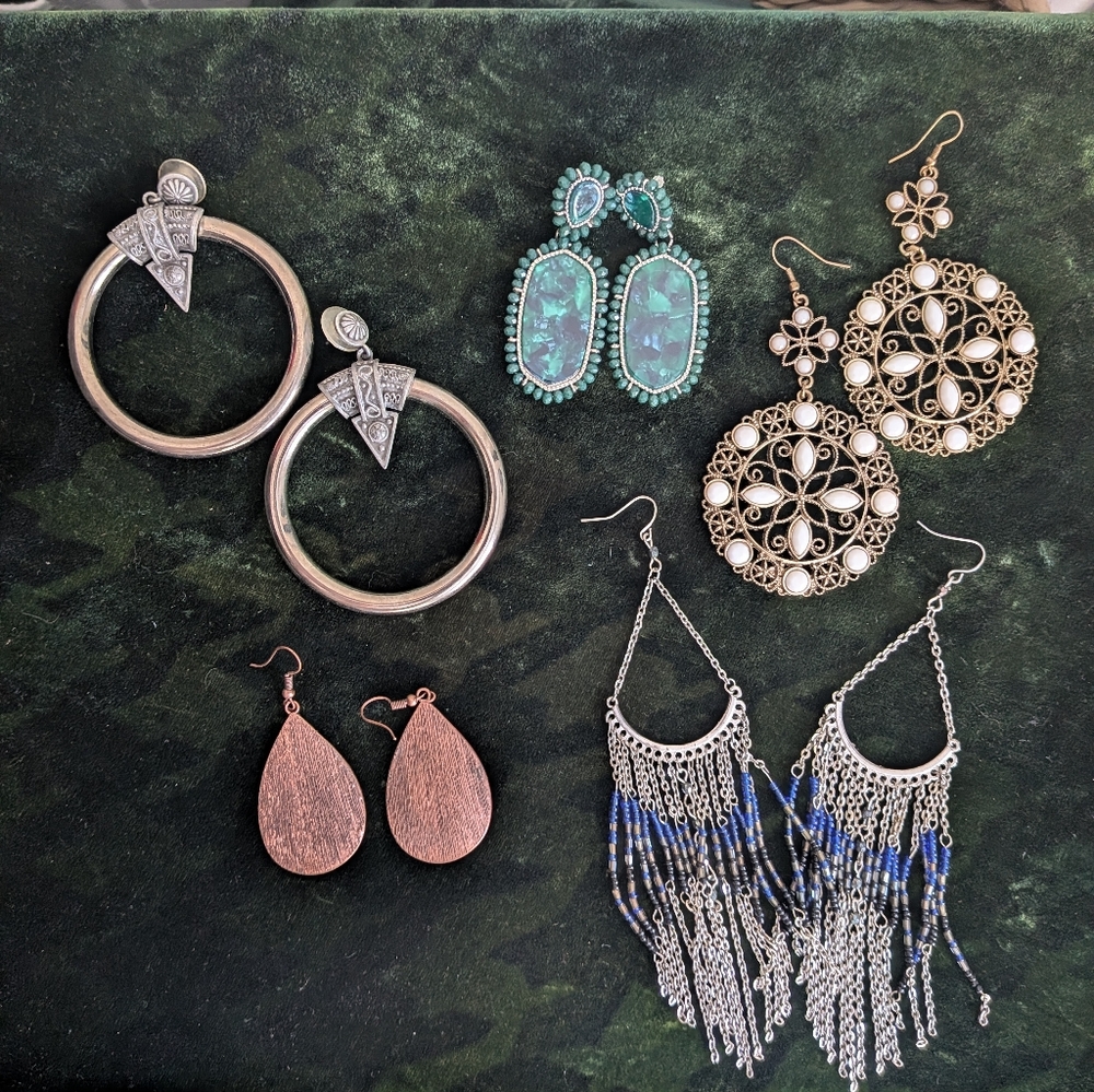 Lot Of Five Statement Maximalist Earrings